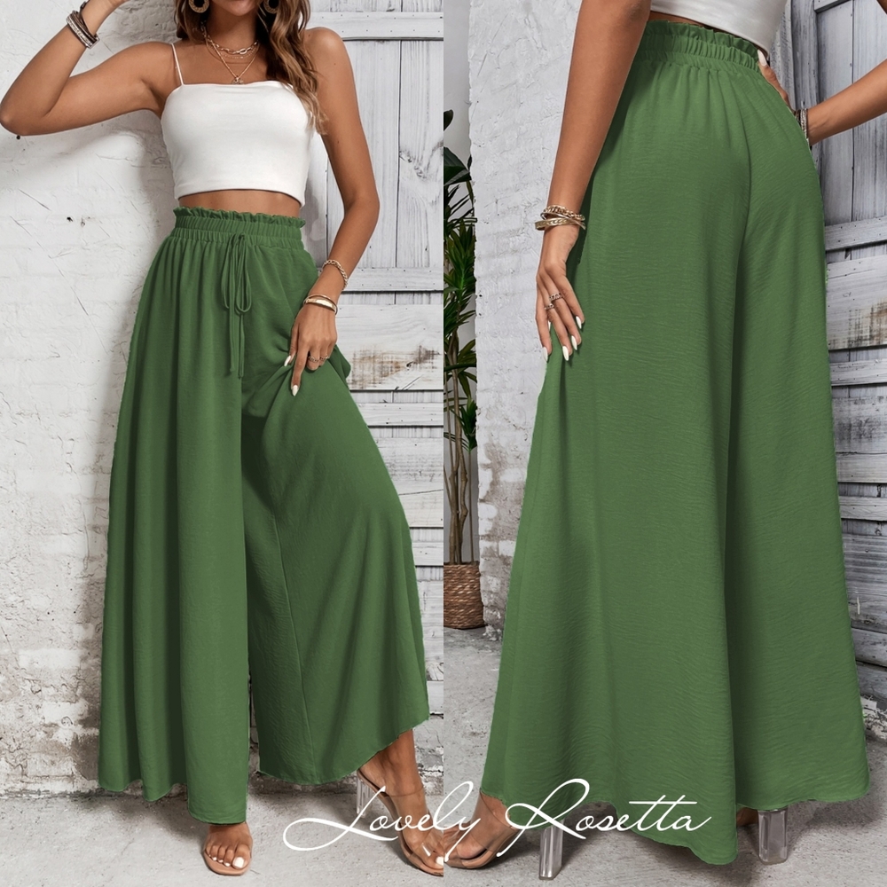 Women's Navy Wide-Leg High Waist Pants - Picture 11 of 11